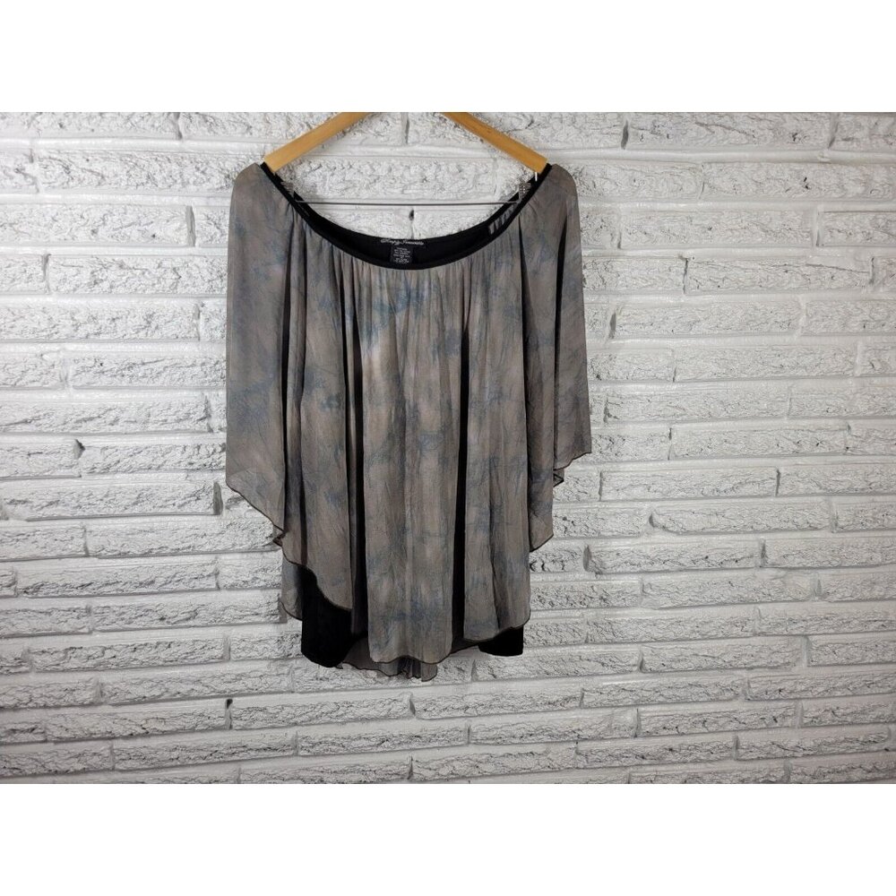 Simply Irresistible Women's 1X Green Watercolor Batwing Kimono Cami Top WAT130E